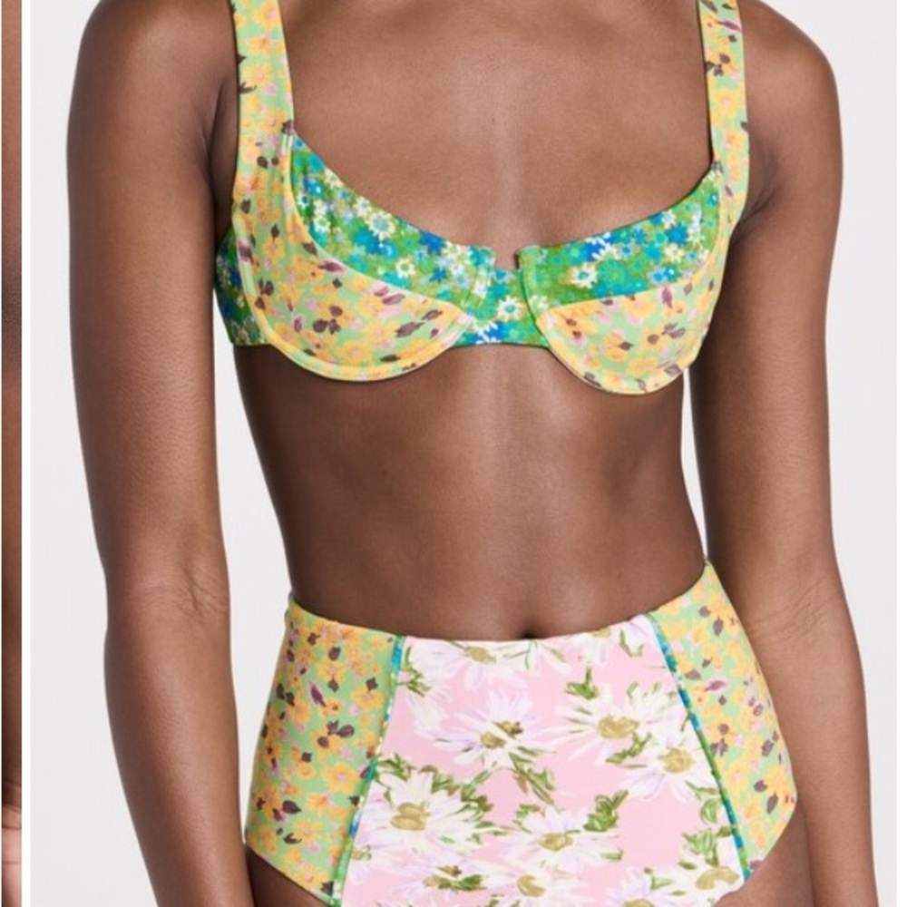 Alemais Floral Bikini with Cream and Green Accents